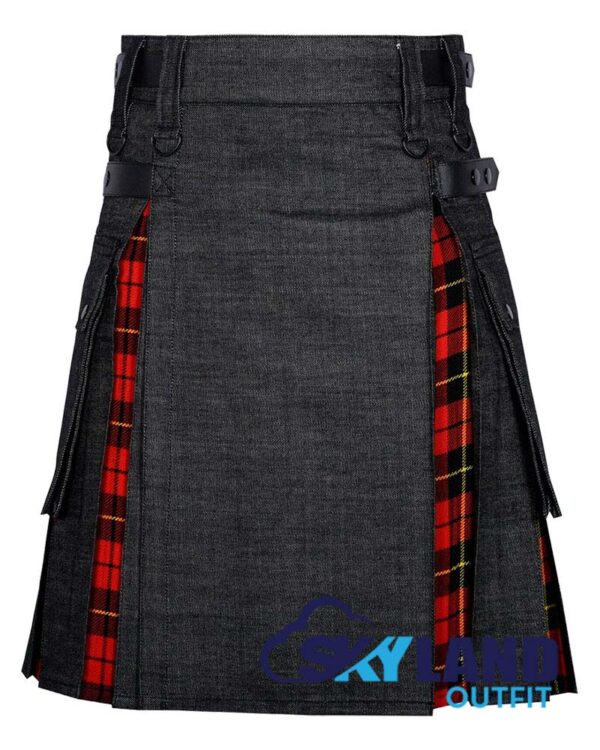 Hybrid Utility Kilts – Black Denim & Wallace Tartan Kilt