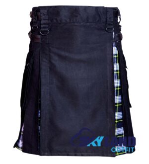 Hybrid Utility Kilts - Black Cotton & Dress Gordon Tartan Kilt