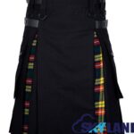 Hybrid Utility Kilts - Black Cotton & Buchanan Tartan Kilt