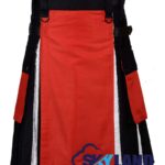 Hybrid Utility Kilts - Black Inner Red and White Cotton Kilt