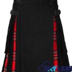 Hybrid Utility Kilts - Black Cotton & Royal Stewart Tartan Kilt