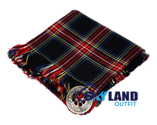 Black Stewart Tartan Kilt Fly Plaid