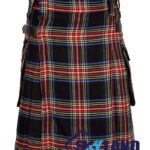 Black Stewart Tartan Kilt Modern Utility Kilts