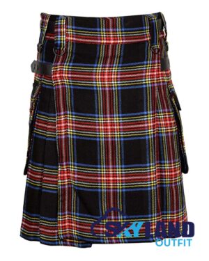 Black Stewart Tartan Kilt Modern Utility Kilts