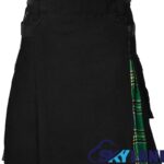 Hybrid Utility Kilts - Black Cotton & Irish Heritage Tartan Kilt