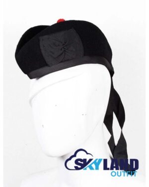 Solid Black Glengarry Hat Traditional Scottish Cap