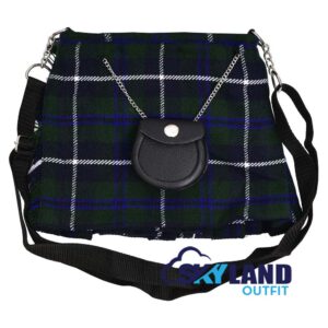 Douglas Blue Tartan Ladies Kilt Shaped Purse, Tote Bag