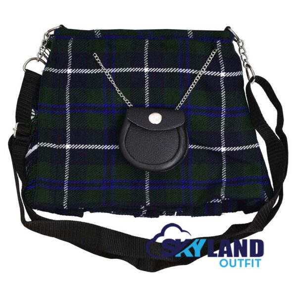 Douglas Blue Tartan Ladies Kilt Shaped Purse, Tote Bag