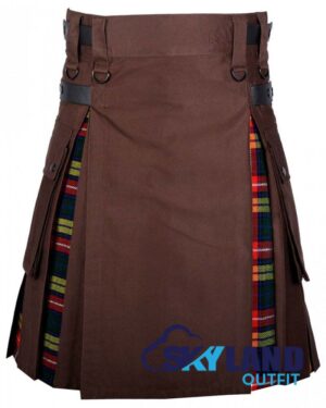 Hybrid Utility Kilts - Brown Cotton & Buchanan Tartan Kilt