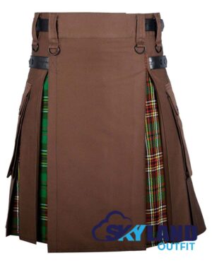 Hybrid Utility Kilts - Brown Cotton & Tara Murphy Tartan Kilt