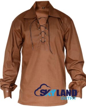 Brown Cotton Jacobean Full Sleeve Shirt