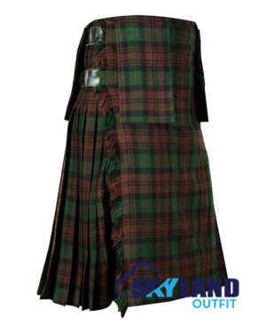 Brown Watch 8 Yard Tartan Scottish Kilt with Detachable Pockets