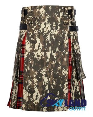 Hybrid Utility Kilts – Digital Camouflage & Royal Stewart Tartan Kilt