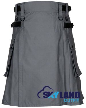 Grey Cotton Utility Kilt