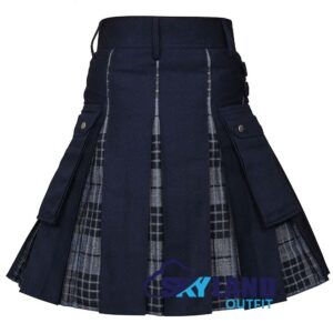 Hybrid Utility Kilts - Grey Watch Tartan & Black Cotton Kilt - Image 3