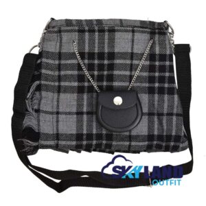 Grey Watch Tartan Ladies Kilt Shaped Purse, Tote Bag