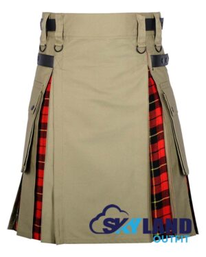 Hybrid Utility Kilts – Khaki Cotton & Wallace Tartan Kilt