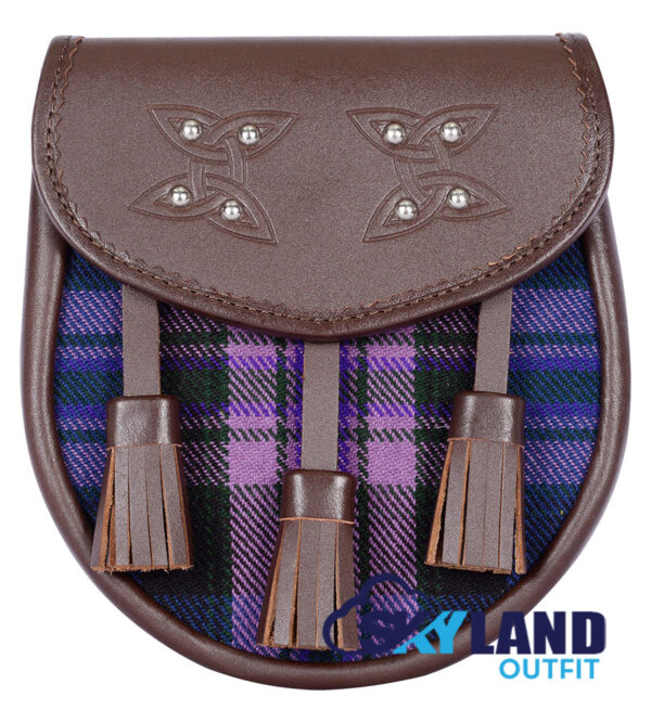 Pride of Scotland Tartan Sporran Brown Leather Scottish Sporran