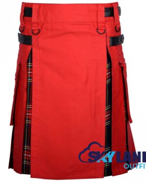 Hybrid Utility Kilts – Red Cotton & Black Stewart Tartan Kilt