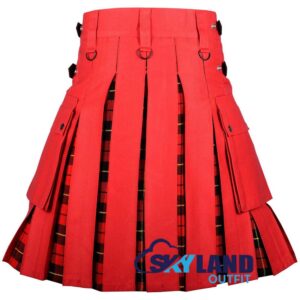 Hybrid Utility Kilts – Red Cotton & Wallace Tartan Kilt - Image 4