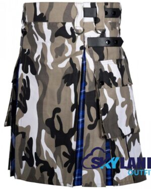Hybrid Utility Kilts – Camouflage & Ramsey Blue Tartan Kilt