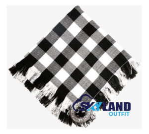 White, Black Rob Roy Tartan Kilt Fly Plaid with Free Brooch