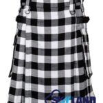 White Black Rob Roy Tartan Utility Kilt