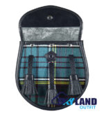 Anderson Tartan Sporran Black Leather Scottish Kilt Pouch - Image 4