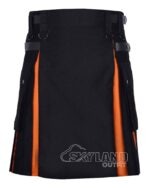 Saffron tartan hybrid utility kilt with black cotton body
