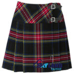 Black Stewart Tartan Mini Billie Kilt Girls Mod Skirt for Scottish Highland Dress