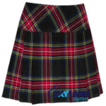 Black Stewart Tartan Mini Billie Kilt Girls Mod Skirt - Image 2