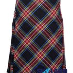 Black Stewart Tartan Traditional 8-Yard Kilt with Bias Cut