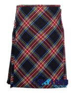 Black Stewart Tartan Traditional 8-Yard Kilt with Bias Cut