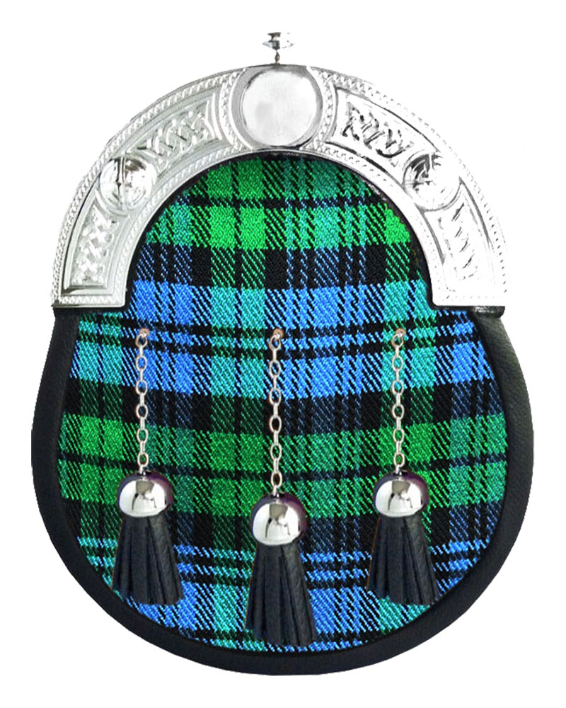 Cambell-Ancient-Tartan-Sporran-with-Silver-Cantle.jpg Campbell Ancient Dress Sporran | Full Dress Leather - Image 1
