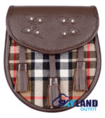 Campbell Thompson Tartan Sporran Brown Leather Sporran