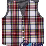 Dress Stewart tartan waistcoat—5-button Argyle vest in bold red, green, blue, yellow Royal House of Stewart pattern