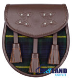 Gordon Tartan Sporran Brown Leather Scottish Sporran