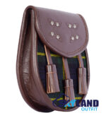 Gordon Tartan Sporran Brown Leather Scottish Sporran - Image 2