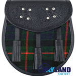 Gunn Tartan Sporran | Black Leather Scottish Kilt Sporran