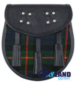 Gunn Tartan Sporran | Black Leather Scottish Kilt Sporran