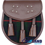 Gunn Tartan Sporran Brown Leather Scottish Sporran
