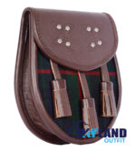 Gunn Tartan Sporran Brown Leather Scottish Sporran - Image 2