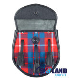 Hamilton Red Tartan Sporran Black Leather Scottish Sporran - Image 3