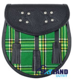 Irish Heritage Tartan Sporran Black Leather Scottish Sporran
