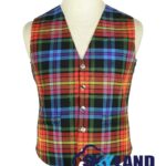 LGBTQ Pride tartan waistcoat—5-button Argyle vest in vibrant rainbow colors celebrating unity and equality