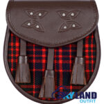 MacDonald Tartan Sporran Brown Leather Scottish Sporran