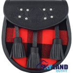 MacGregor Rob Roy Tartan Sporran Black Leather Sporran