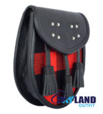 MacGregor Rob Roy Tartan Sporran Black Leather Sporran - Image 2