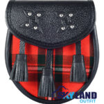 MacGregor Tartan Sporran Black Leather Scottish Sporran