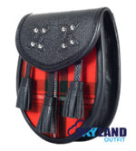 MacGregor Tartan Sporran Black Leather Scottish Sporran - Image 3